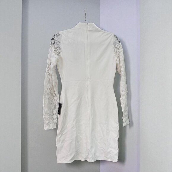 Lulus Lace Up Your Sleeve White Lace Long Sleeve Bodycon Dress Medium - Picture 5 of 12